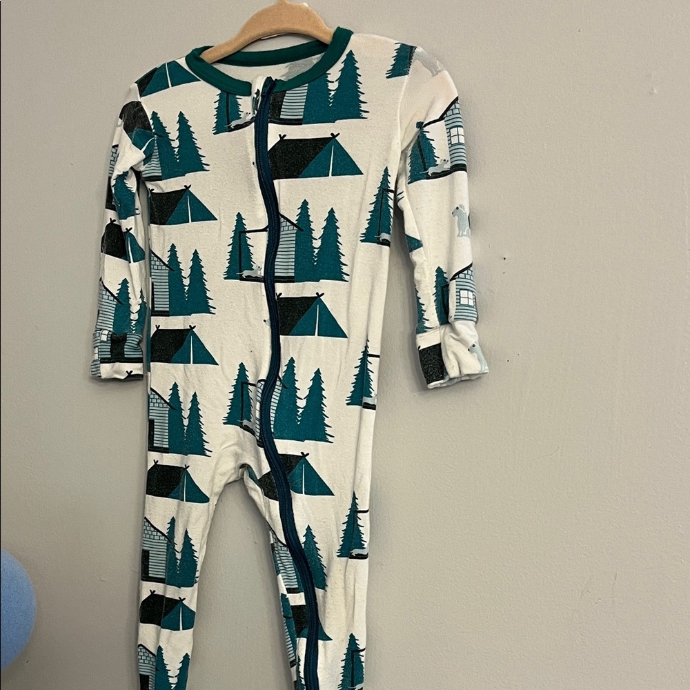 KicKee Pants 9-12 Mnths Camping Teal and White Kids One Piece